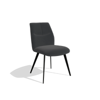 Esszimmerstuhl ohne Armlehnen Bari 6405 in Leder B900 (Schwarz), Beine in Schwarz, Schrägansicht