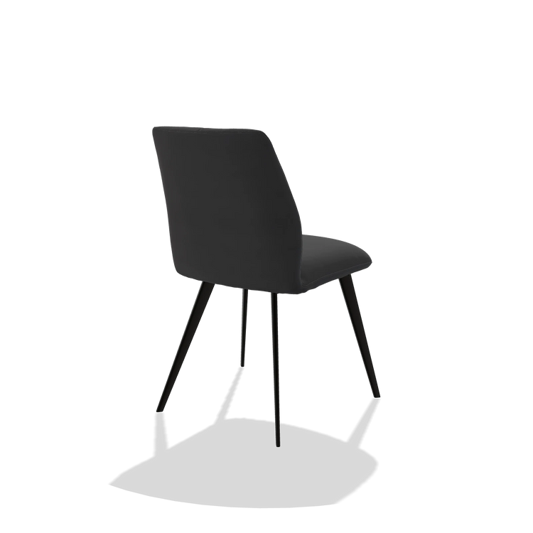 Esszimmerstuhl ohne Armlehnen Bari 6405 in Leder B900 (Schwarz), Beine in Schwarz, Schrägansicht von hinten
