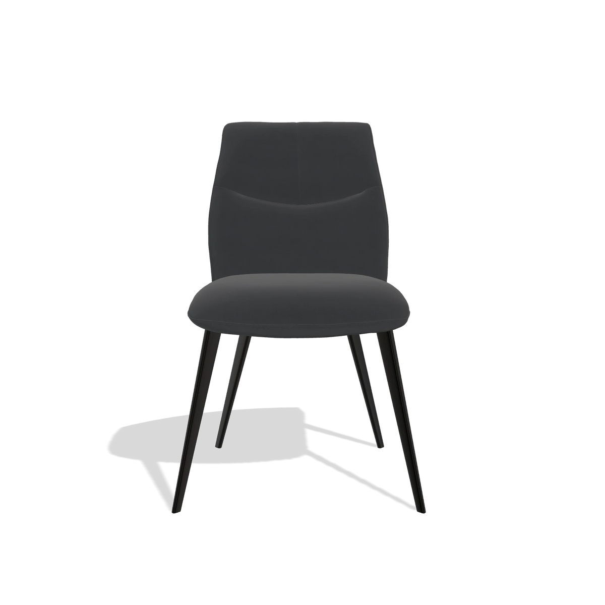 Esszimmerstuhl ohne Armlehnen Bari 6405 in Leder B900 (Schwarz), Beine in Schwarz, Vorderansicht