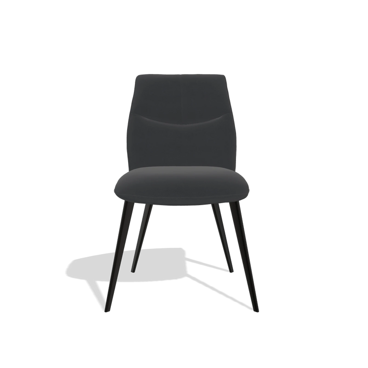 Esszimmerstuhl ohne Armlehnen Bari 6405 in Leder B900 (Schwarz), Beine in Schwarz, Vorderansicht