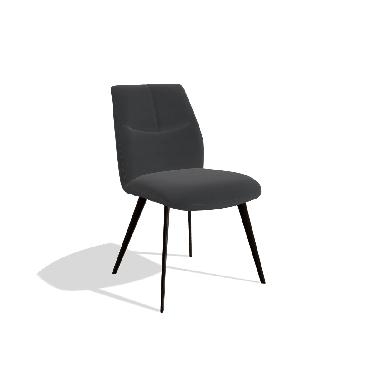 Esszimmerstuhl ohne Armlehnen Bari 6405 in Leder B900 (Schwarz), Beine in Espresso, Schrägansicht