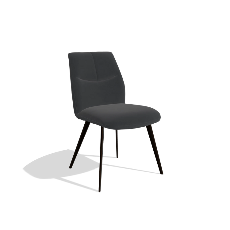 Esszimmerstuhl ohne Armlehnen Bari 6405 in Leder B900 (Schwarz), Beine in Espresso, Schrägansicht