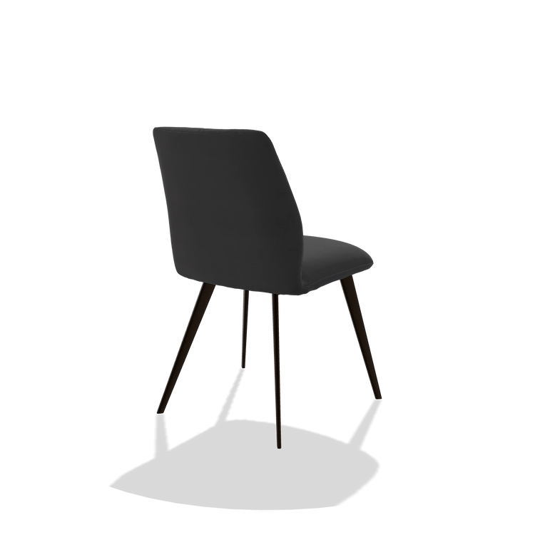 Esszimmerstuhl ohne Armlehnen Bari 6405 in Leder B900 (Schwarz), Beine in Espresso, Schrägansicht von hinten