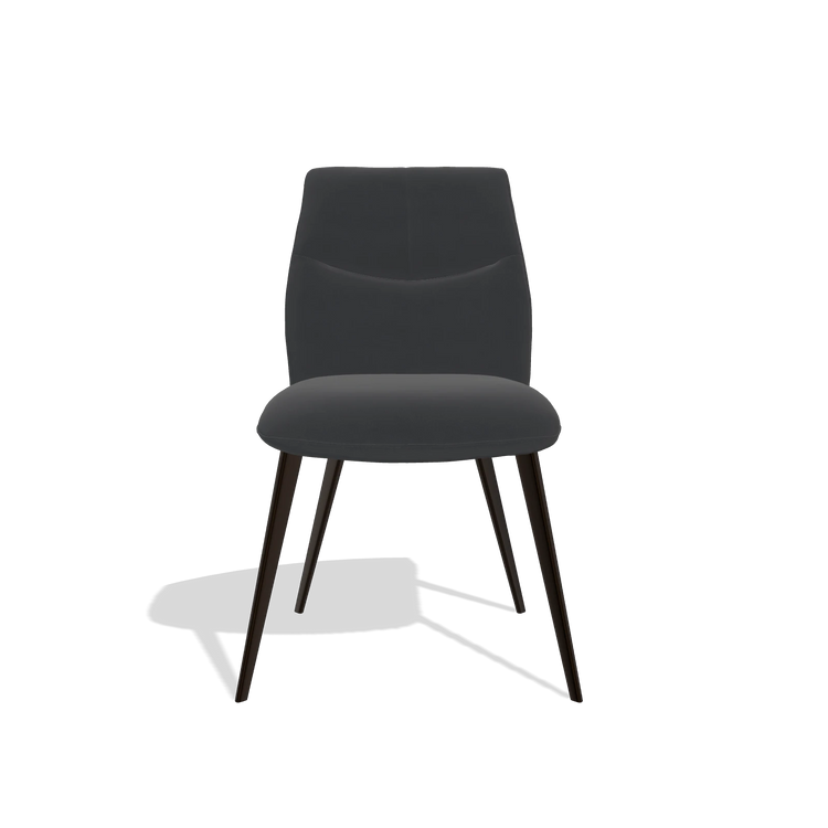 Esszimmerstuhl ohne Armlehnen Bari 6405 in Leder B900 (Schwarz), Beine in Espresso, Vorderansicht