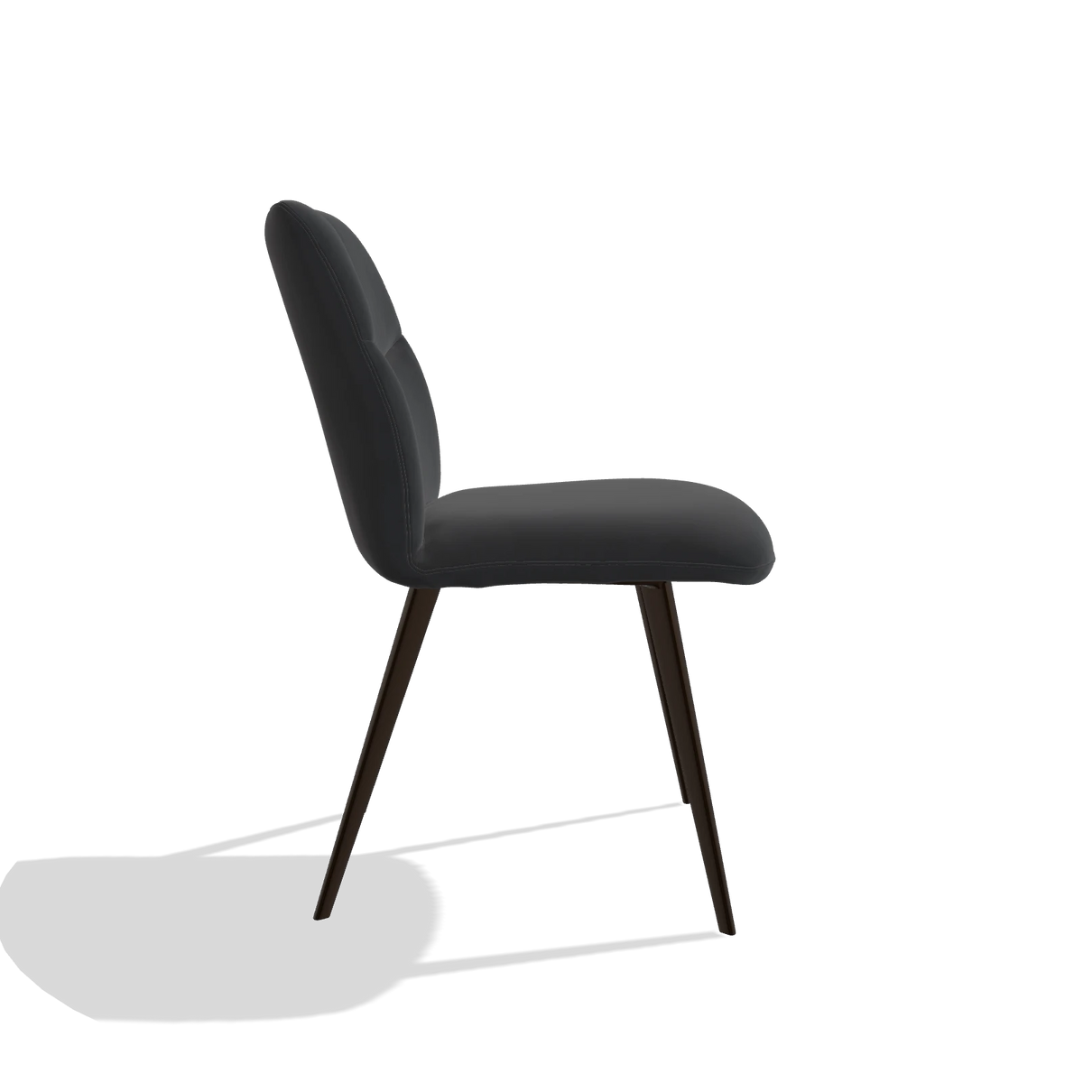 Esszimmerstuhl ohne Armlehnen Bari 6405 in Leder B900 (Schwarz), Beine in Espresso, Seitenansicht