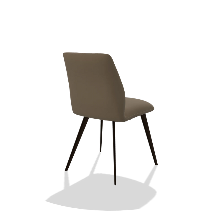 Esszimmerstuhl ohne Armlehnen Bari 6405 in Leder B901 (Oliv), Beine in Espresso, Schrägansicht von hinten