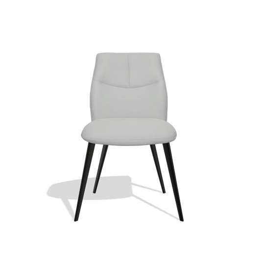 Silla de comedor sin reposabrazos Bari 6405 en Piel B904 (gris claro), patas en negro, vista frontal