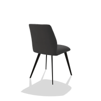 Esszimmerstuhl ohne Armlehnen Bari 6405 in Leder B905 (Anthrazit), Beine in Schwarz, Schrägansicht von hinten