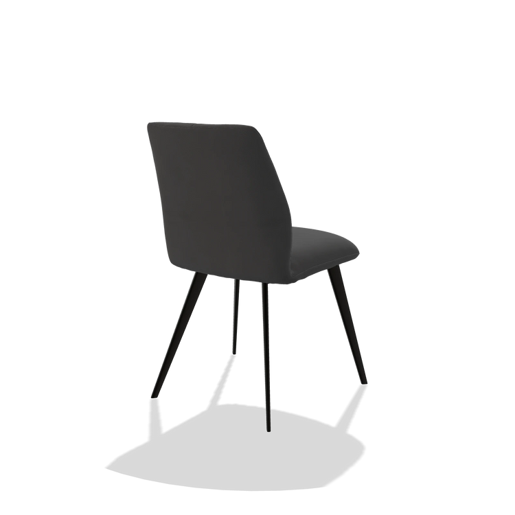 Esszimmerstuhl ohne Armlehnen Bari 6405 in Leder B905 (Anthrazit), Beine in Schwarz, Schrägansicht von hinten