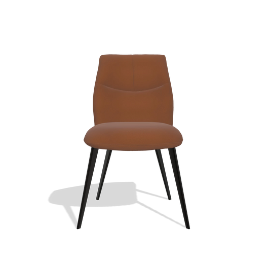 Silla de comedor sin reposabrazos Bari 6405 en Piel B912 (óxido), patas en negro, vista frontal