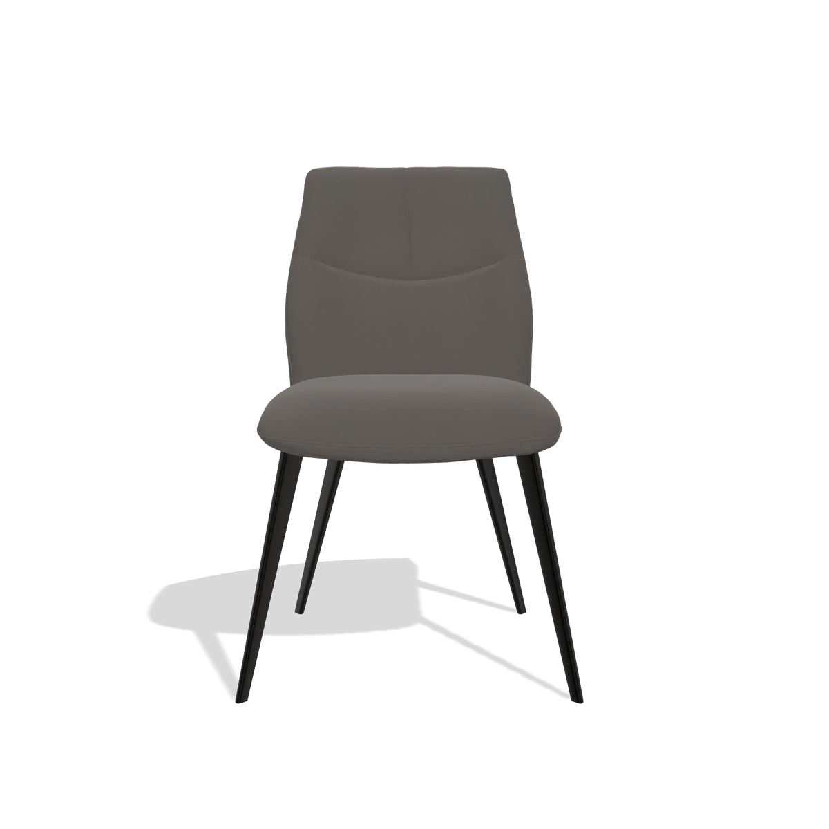 Sedia da pranzo senza braccioli Bari 6405 in Pelle B918 (grigio scuro), gambe in nero, vista frontale