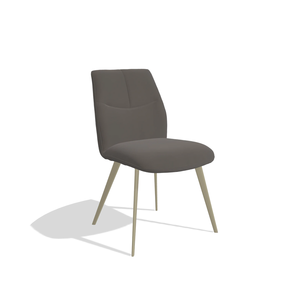 Sedia da pranzo senza braccioli Bari 6405 in Pelle B918 (grigio scuro), gambe in champagne, vista angolata