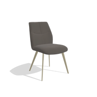 Sedia da pranzo senza braccioli Bari 6405 in Pelle B918 (grigio scuro), gambe in champagne, vista angolata