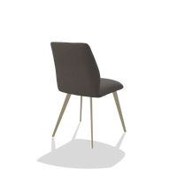 Sedia da pranzo senza braccioli Bari 6405 in Pelle B918 (grigio scuro), gambe in champagne, vista posteriore angolata