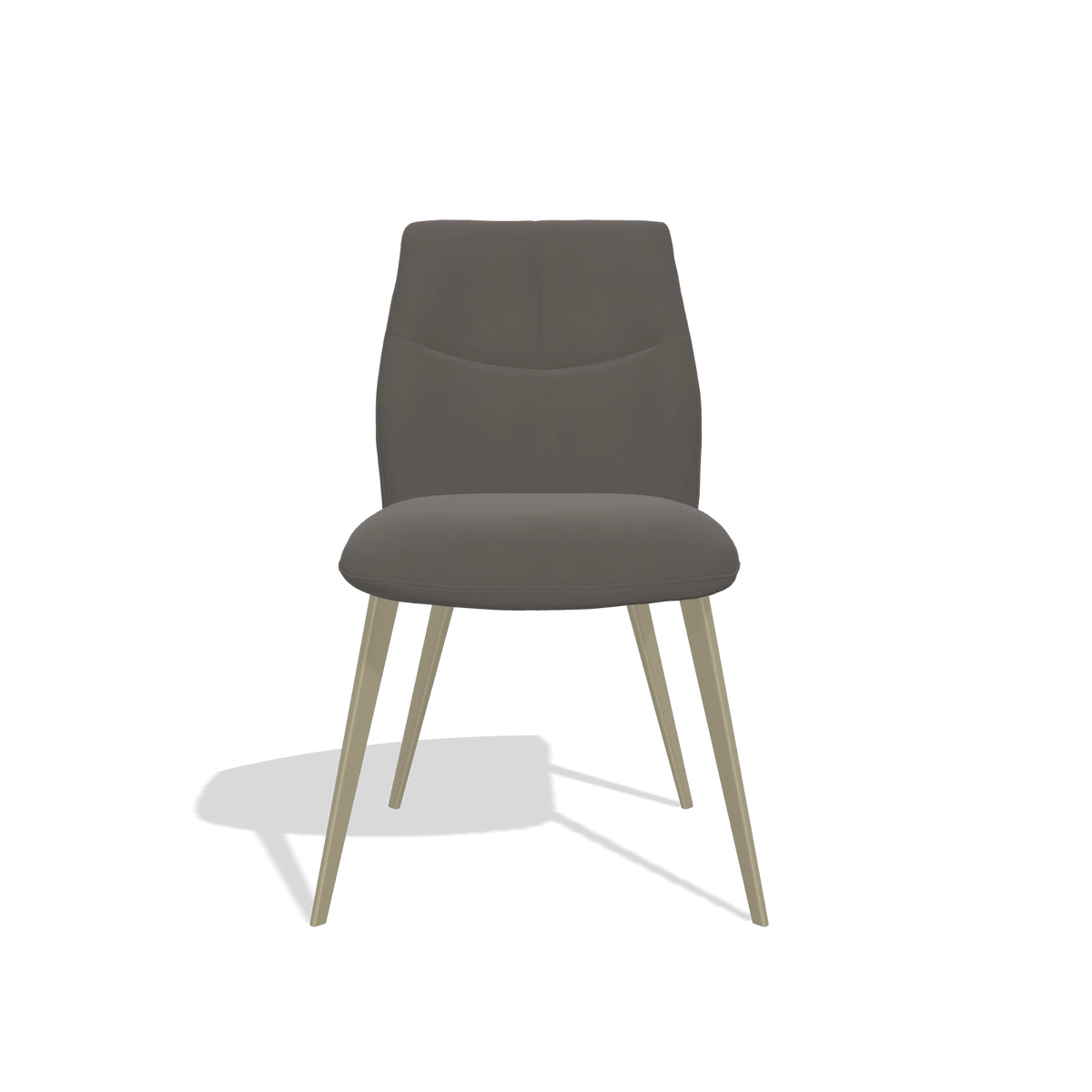 Sedia da pranzo senza braccioli Bari 6405 in Pelle B918 (grigio scuro), gambe in champagne, vista frontale