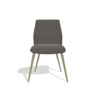 Sedia da pranzo senza braccioli Bari 6405 in Pelle B918 (grigio scuro), gambe in champagne, vista frontale