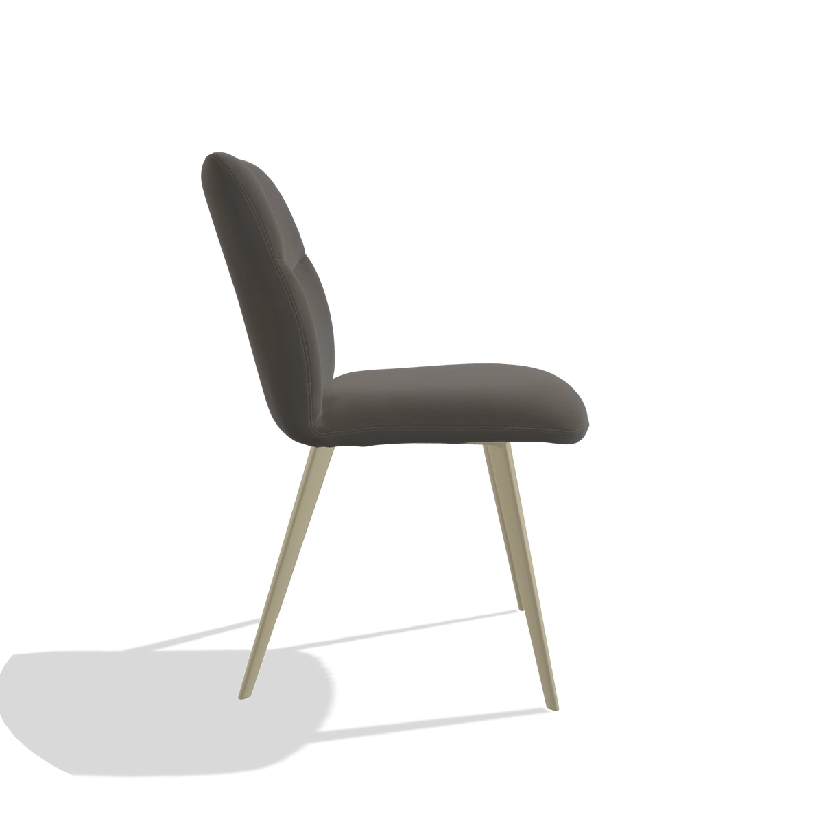 Sedia da pranzo senza braccioli Bari 6405 in Pelle B918 (grigio scuro), gambe in champagne, vista laterale