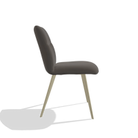 Sedia da pranzo senza braccioli Bari 6405 in Pelle B918 (grigio scuro), gambe in champagne, vista laterale