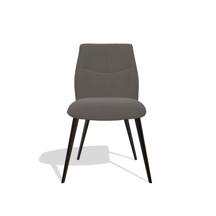 Sedia da pranzo senza braccioli Bari 6405 in Pelle B918 (grigio scuro), gambe in espresso, vista frontale