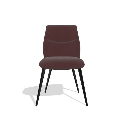 Silla de comedor sin reposabrazos Bari 6405 en Piel B938 (chocolate), patas en negro, vista frontal