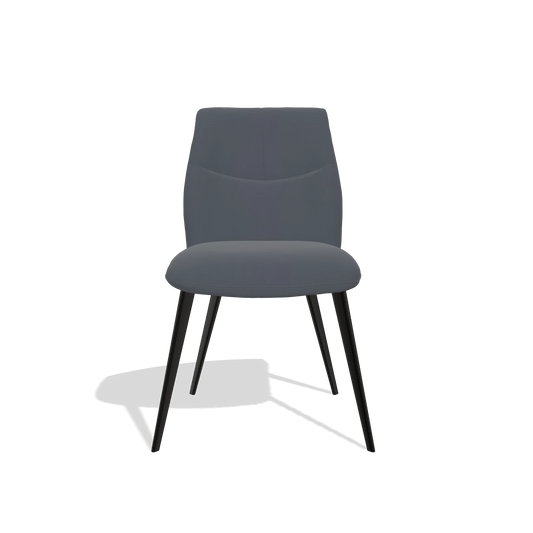 Silla de comedor sin reposabrazos Bari 6405 en Piel B961 (gris oscuro), patas en negro, vista frontal