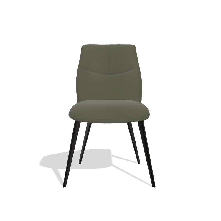 Silla de comedor sin reposabrazos Bari 6405 en Piel B962 (gris oscuro), patas en negro, vista frontal