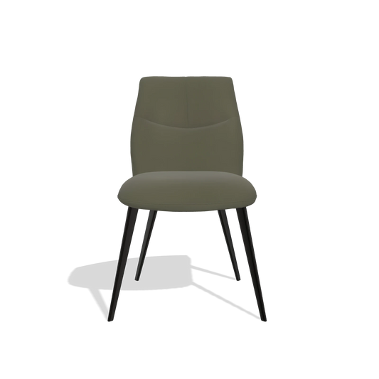 Silla de comedor sin reposabrazos Bari 6405 en Piel B962 (gris oscuro), patas en negro, vista frontal