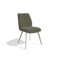 Silla de comedor sin reposabrazos Bari 6405 en Piel B962 (gris oscuro), patas en champán, vista en ángulo