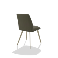 Silla de comedor sin reposabrazos Bari 6405 en Piel B962 (gris oscuro), patas en champán, vista trasera en ángulo