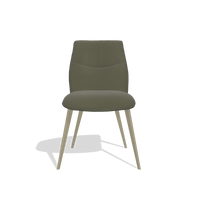 Silla de comedor sin reposabrazos Bari 6405 en Piel B962 (gris oscuro), patas en champán, vista frontal