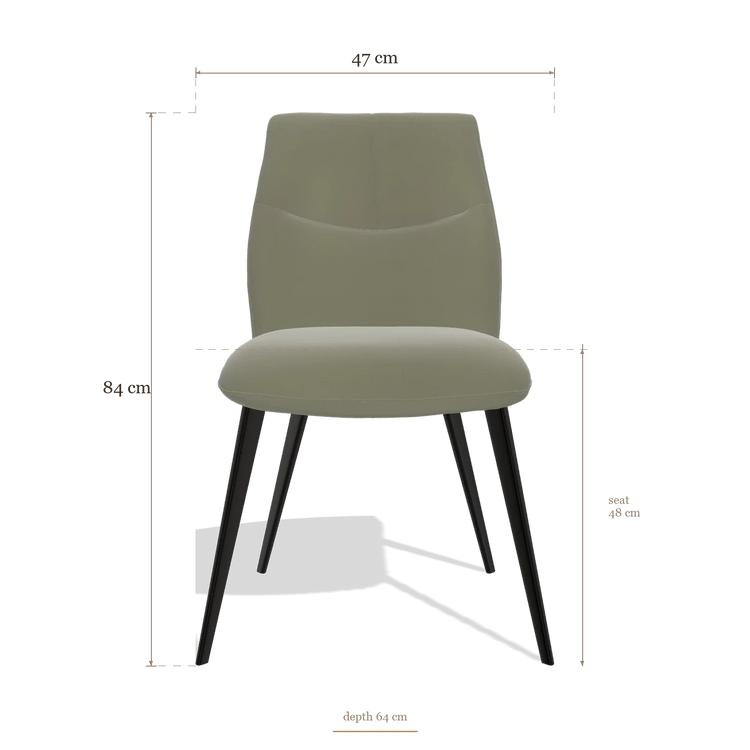 Silla de comedor sin reposabrazos Bari 6405, medidas 47 x 64 x 84 cm