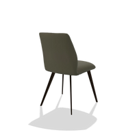Silla de comedor sin reposabrazos Bari 6405 en Piel B962 (gris oscuro), patas en espresso, vista trasera en ángulo