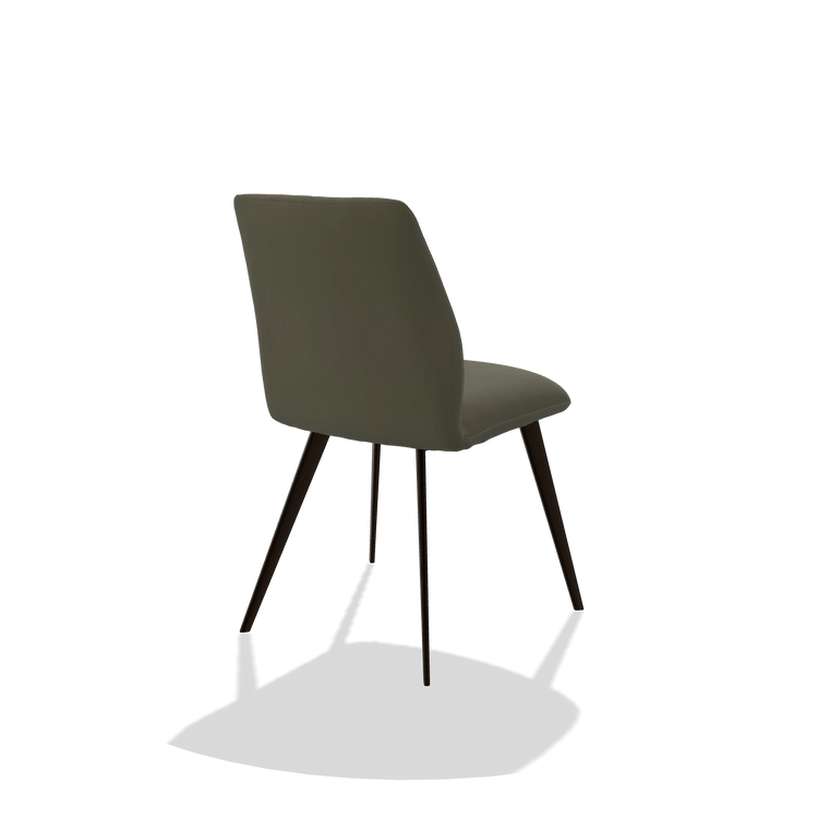 Silla de comedor sin reposabrazos Bari 6405 en Piel B962 (gris oscuro), patas en espresso, vista trasera en ángulo