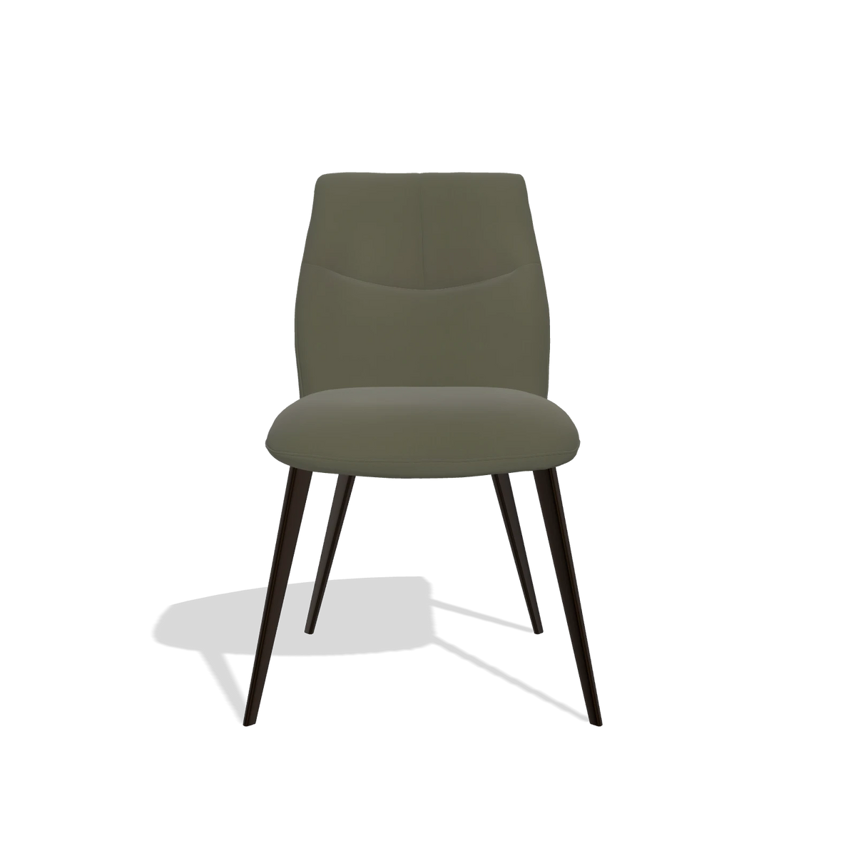 Silla de comedor sin reposabrazos Bari 6405 en Piel B962 (gris oscuro), patas en espresso, vista frontal