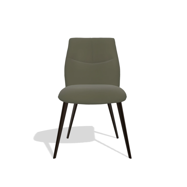 Silla de comedor sin reposabrazos Bari 6405 en Piel B962 (gris oscuro), patas en espresso, vista frontal