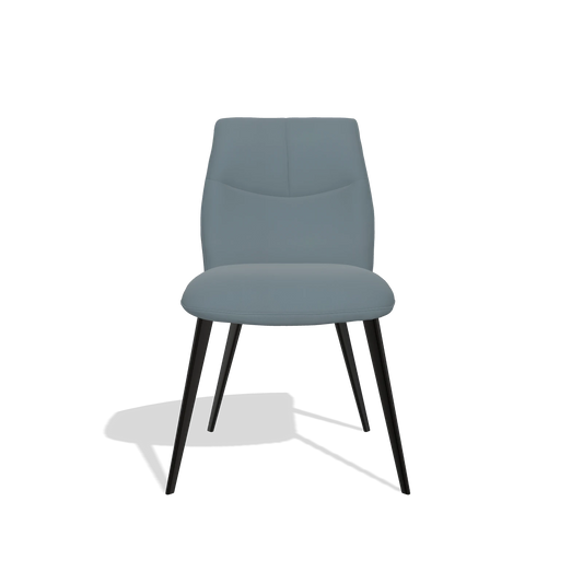Silla de comedor sin reposabrazos Bari 6405 en Piel B963 (gris), patas en negro, vista frontal
