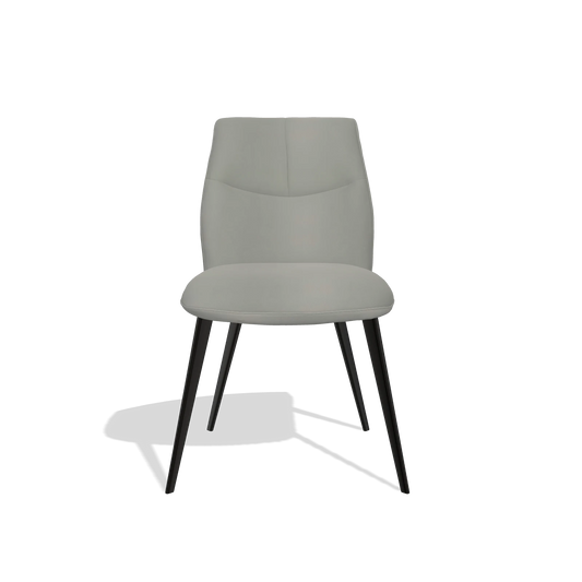 Silla de comedor sin reposabrazos Bari 6405 en Piel B967 (greige), patas en negro, vista frontal