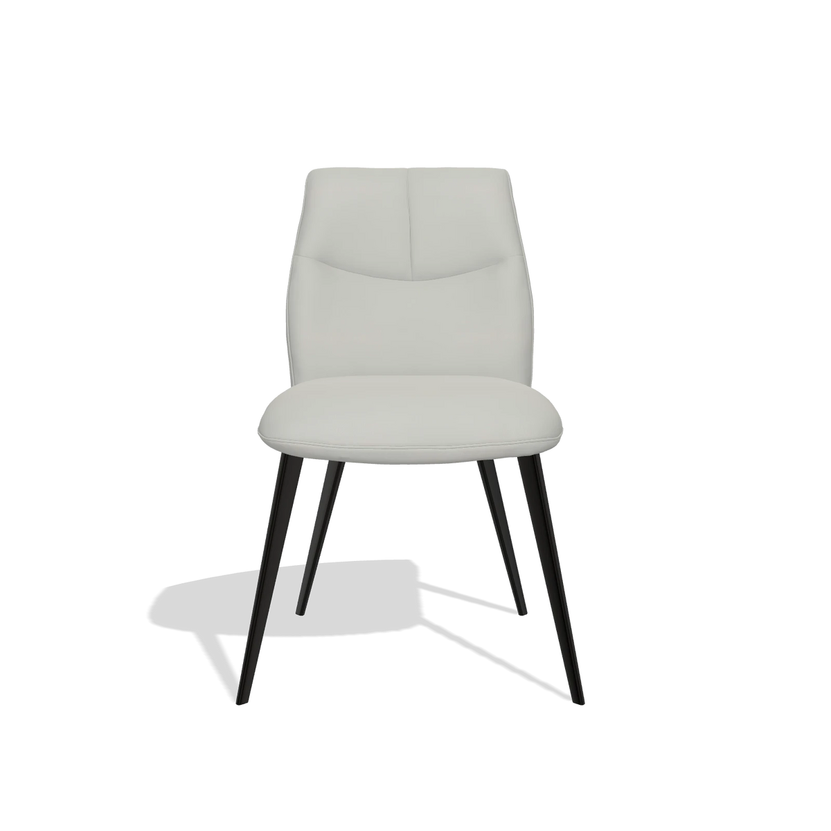 Chaise de salle à manger sans accoudoirs Bari 6405 en Cuir B970 (gris clair), pieds en noir, vue de face