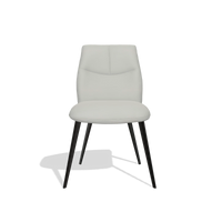 Chaise de salle à manger sans accoudoirs Bari 6405 en Cuir B970 (gris clair), pieds en noir, vue de face
