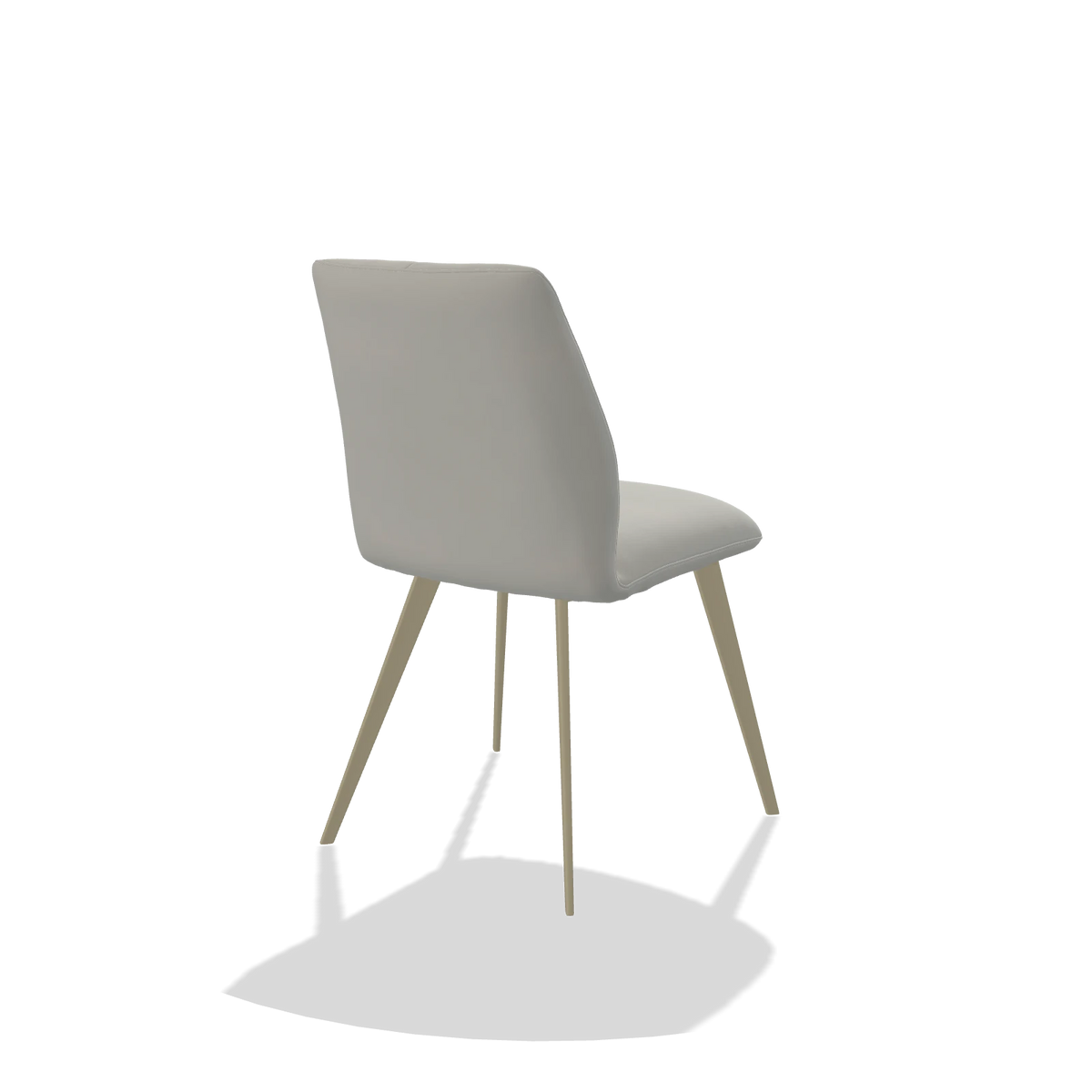 Chaise de salle à manger sans accoudoirs Bari 6405 en Cuir B970 (gris clair), pieds en champagne, vue de trois-quarts arrière