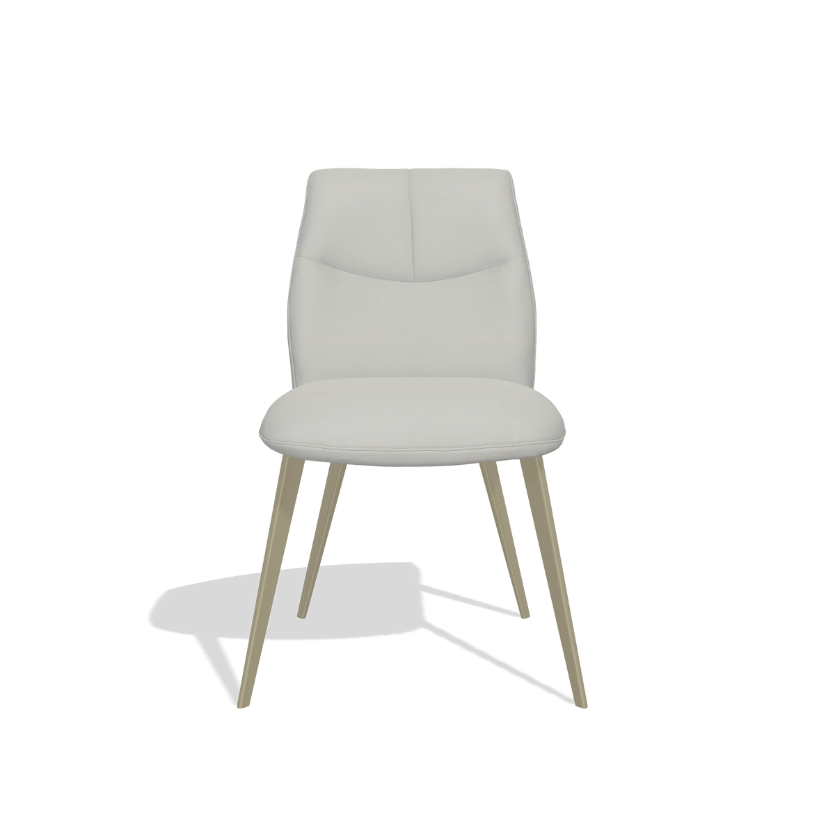 Chaise de salle à manger sans accoudoirs Bari 6405 en Cuir B970 (gris clair), pieds en champagne, vue de face