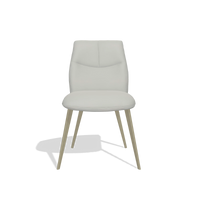 Chaise de salle à manger sans accoudoirs Bari 6405 en Cuir B970 (gris clair), pieds en champagne, vue de face