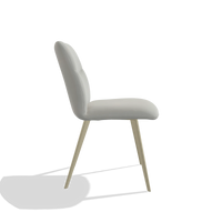 Chaise de salle à manger sans accoudoirs Bari 6405 en Cuir B970 (gris clair), pieds en champagne, vue de profil
