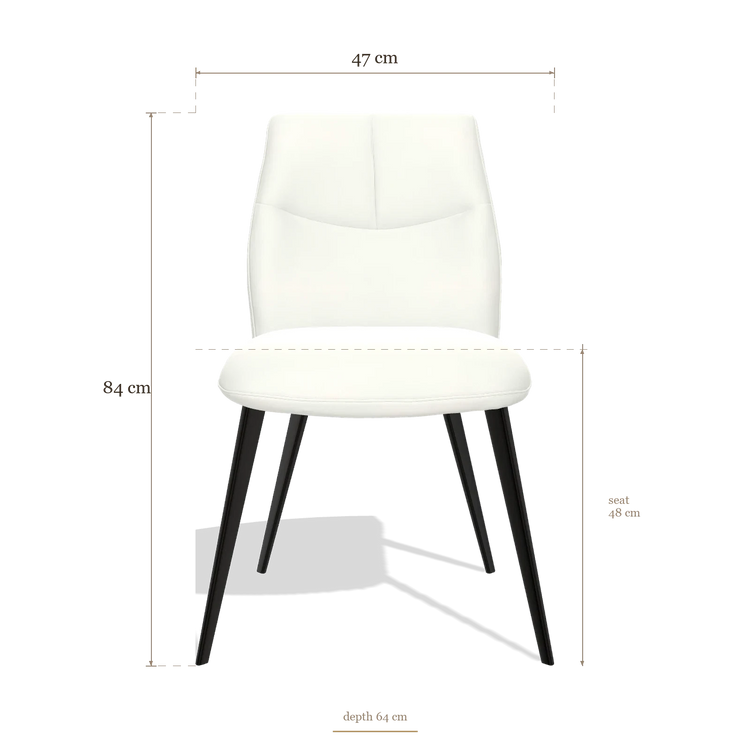 Chaise de salle à manger sans accoudoirs Bari 6405, dimensions 47 x 64 x 84 cm