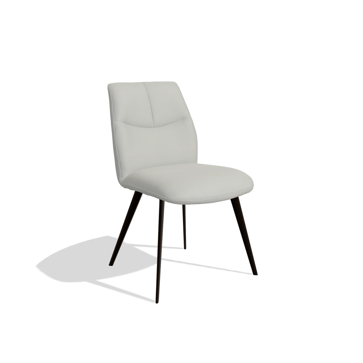 Chaise de salle à manger sans accoudoirs Bari 6405 en Cuir B970 (gris clair), pieds en espresso, vue de trois-quarts