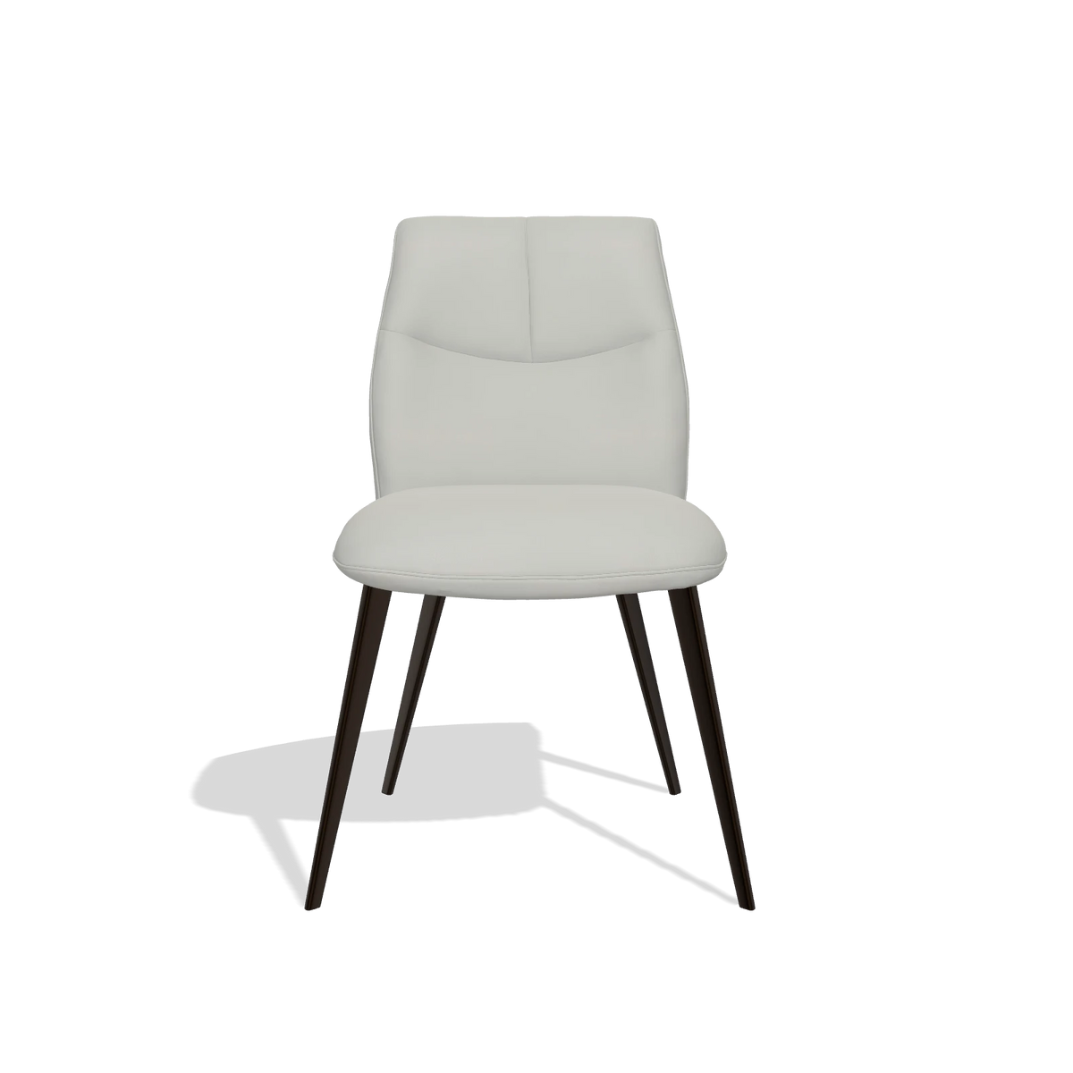 Chaise de salle à manger sans accoudoirs Bari 6405 en Cuir B970 (gris clair), pieds en espresso, vue de face