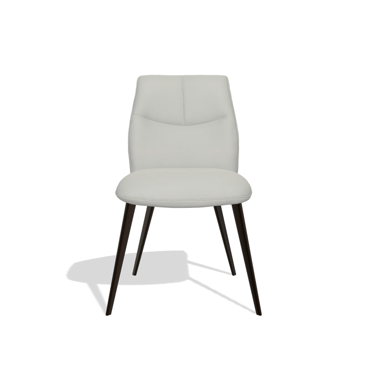 Chaise de salle à manger sans accoudoirs Bari 6405 en Cuir B970 (gris clair), pieds en espresso, vue de face