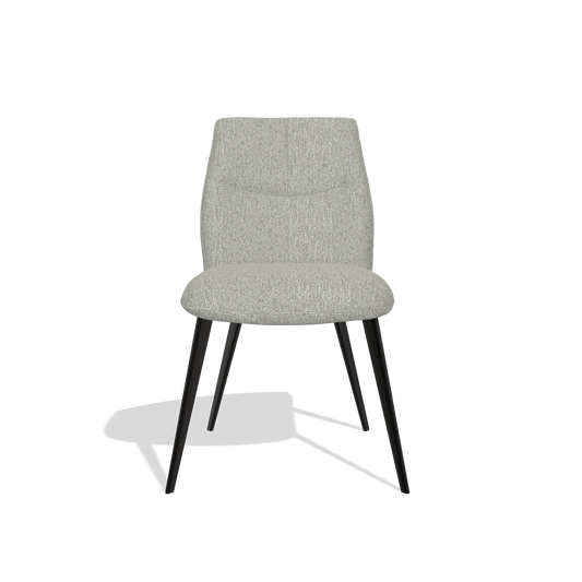 Silla de comedor sin reposabrazos Bari 6405 en tela Lodge 110 (greige), patas en negro, vista frontal