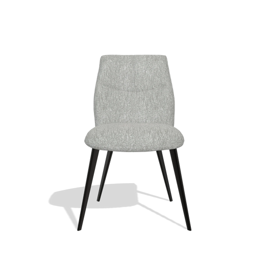Silla de comedor sin reposabrazos Bari 6405 en tela Lodge 60 (greige), patas en negro, vista frontal