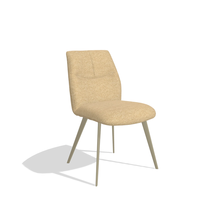 Esszimmerstuhl ohne Armlehnen Bari 6405 in Stoff Mito 170 (Beige), Beine in Champagner, Schrägansicht
